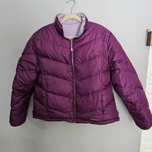 LL Bean Reversible Goose Down Puffer Coat Women's Size XL Purple Outdoor Winter